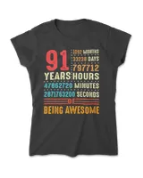 91 Years Old 91st Birthday Vintage Retro T Shirt