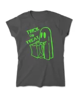 Trick Or Treat Shirt - Halloween Ghost Candy Bag Green T-Shirt