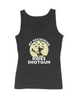 My Dachshund Rides Shotgun Halloween Witch Weiner Dog Fan Premium T-Shirt
