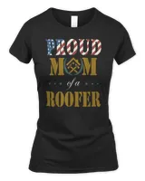 Vintage Flag American Proud Mom of a Roofer lovers gifts T-Shirt