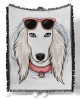 White saluki with glasses dog lover great gift