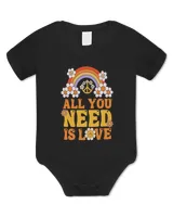 Peace Sign All You Need Is Love 60s 70s Tee For Women Men