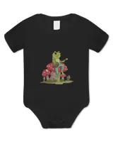 Frogs Cute Cottagecore Aesthetic Frog Playing Banjo on Mushroom6414