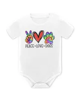Peace Love Dogs Paws Tie Dye Rainbow Animal Rescue Womens T-Shirt