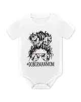 Women's Messy Bun Mom, Doberman Mom Sunglasses Funny Dog T-Shirt