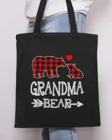 Red Plaid Grandma Bear Christmas Pajama Matching Family Gift T-Shirt