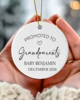 Personalized "Promoted to Grandparents" Pregnancy Announcement with Baby Name and Due Date