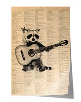 Raccoon Playing Guitar Guitar Player Cat Vintage