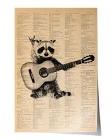 Raccoon Playing Guitar Guitar Player Cat Vintage