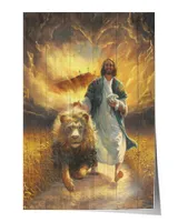 Jesus Painting Lion of Judah Walking with lamb and lion Poster Wall Art