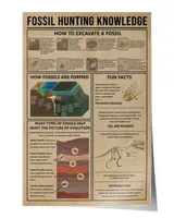 Fossil Hunting Knowledge Poster, Vintage Poster, Knowledge Poster