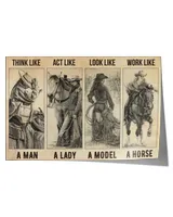 cowgirl think act look work home decor wall horizontal poster ideal gift