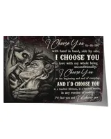 skull couple i choose you  home decor wall horizontal poster ideal gift