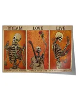skull live as you'll die  home decor wall horizontal poster ideal gift