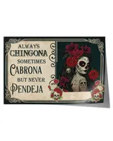 sugar skull never pendeja  home decor wall horizontal poster ideal gift