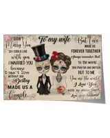 skull married couple i marry you  home decor wall horizontal poster ideal gift