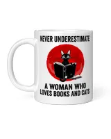 Black Cat Never Underestimate A Woman Loves Books And Cats