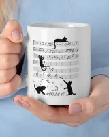 Cute Cat Kitty Playing Music Note Clef Musician Art HOC240323MUG1