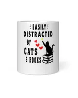 Easily Distracted by Cats and Books - Cat & Book Lover Classic T-Shirt