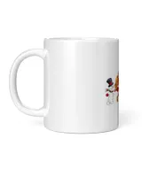 Snowman Santa Elf And Reindeer Black Mug 11oz