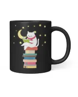 Kittens, Cats, tea and books reading by moonlight T-Shirt