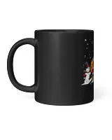 Snowman Santa Elf And Reindeer Black Mug 11oz