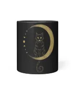 Crescent Moon And Cat Mystical Tarot Card Moon Cycle Graphic