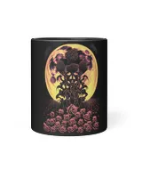 Goth Grunge Style Distressed Moon and Rose