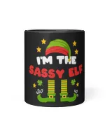 Elf Matching Family Christmas SASSY ELF Black Mug