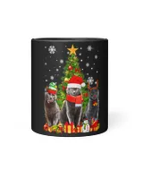 Cute Christmas Russian Blue Cat Santa Reindeer Xmas Cat 106