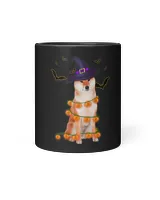 Shiba Inu Wizard Hat Tree Lights Pumpkin Funny Halloween Tee 73