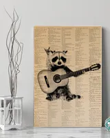 Raccoon Playing Guitar Guitar Player Cat Vintage