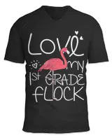 Teacher Valentines Day Shirt LOVE st Grade Flock Flamingo