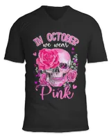 In October We Wear Pink Sugar Skull Breast Cancer Halloween