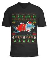 Xmas Lights Ugly Sweater Style Santa Shark Christmas 282