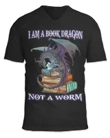 I am a book dragon not a worm Dragon Reading Books Lover tee