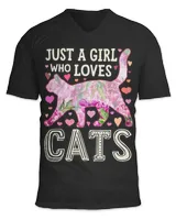 Just A Girl Who Loves Cats Kittens Flower Animal Lover Girls 131
