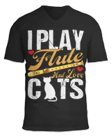 I Play Flute And Love Cats Shirt Funny Flute Player Saying