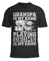 Mens Grandpa Is My Name Playing Drums Is My Game Drum Player