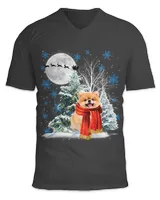 Pomeranian Under Moonlight Snow Christmas Pajama 79