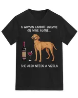 Funny Vizsla mom and wine T Shirt