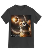 Total Solar Eclipse 2024 Cat Wearing Solar Eclipse Glasses T-Shirt