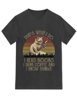 Cat Read Book And Drink Coffee Shirt,Funny Cat Gift For Girl,Women Shirt