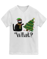 Black cat destroying Christmas tree - Funny black cat Christmas shirt QTCAT051222A29