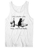 Life Is Better With Wine Cats And Books Cat Reading Books HOC040423A11