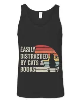 Vintage Retro Easily Distracted By Cats And Books Cat Book
