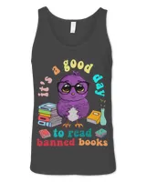 Womens Its a good day to read banned books reading owl with glasses