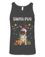 Pug Lover Merry Christmas Santa Pug Santa Hat Xmas Lights Funny 224 Pugs Dog