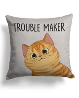 Peeking Fluffy Cat Double Trouble Personalized Pillow QTCAT0202PWA1