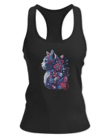Cat Flowers - Red White and Blue 4th of July Patriotic